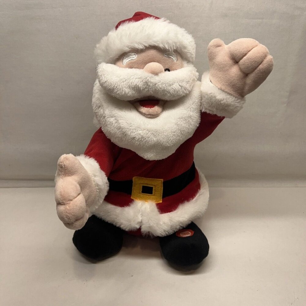 Sound & Light Animatronics Santa Plush Jolly Belly Santa Merry Christmas WORKS
